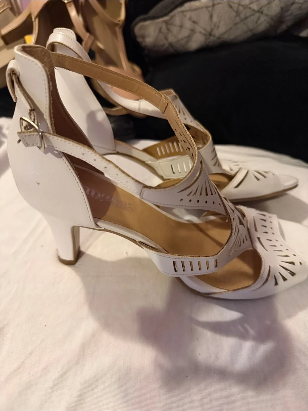 Women's White Cutout Strappy Heeled Sandals - Elegant Summer Style